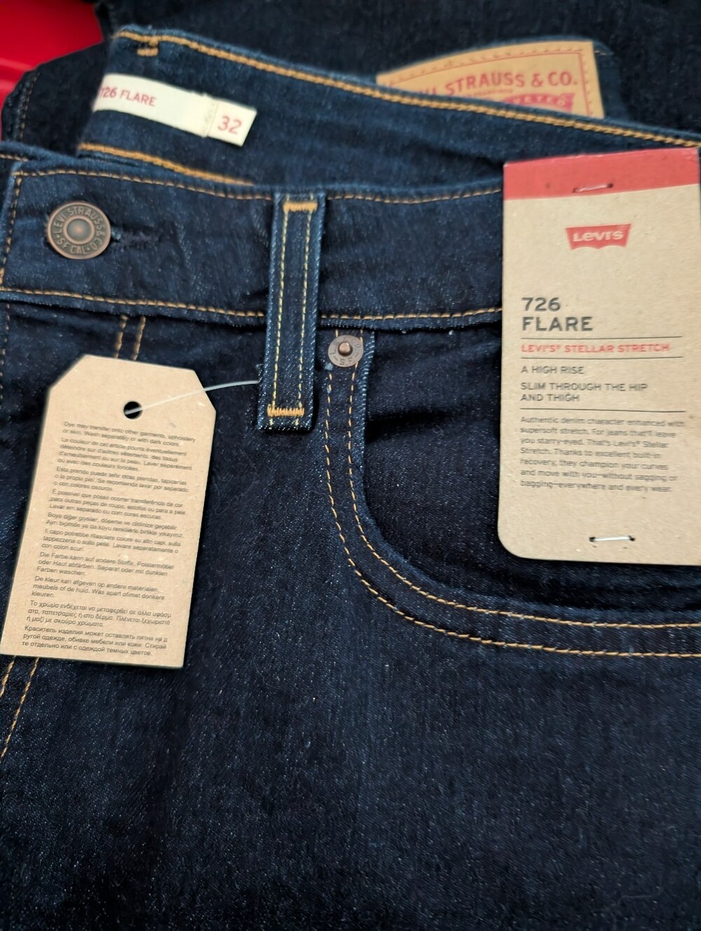 Levis 726 Flare Dark Stretch Denim Jeans *NWT *32x32 - Picture 4 of 5